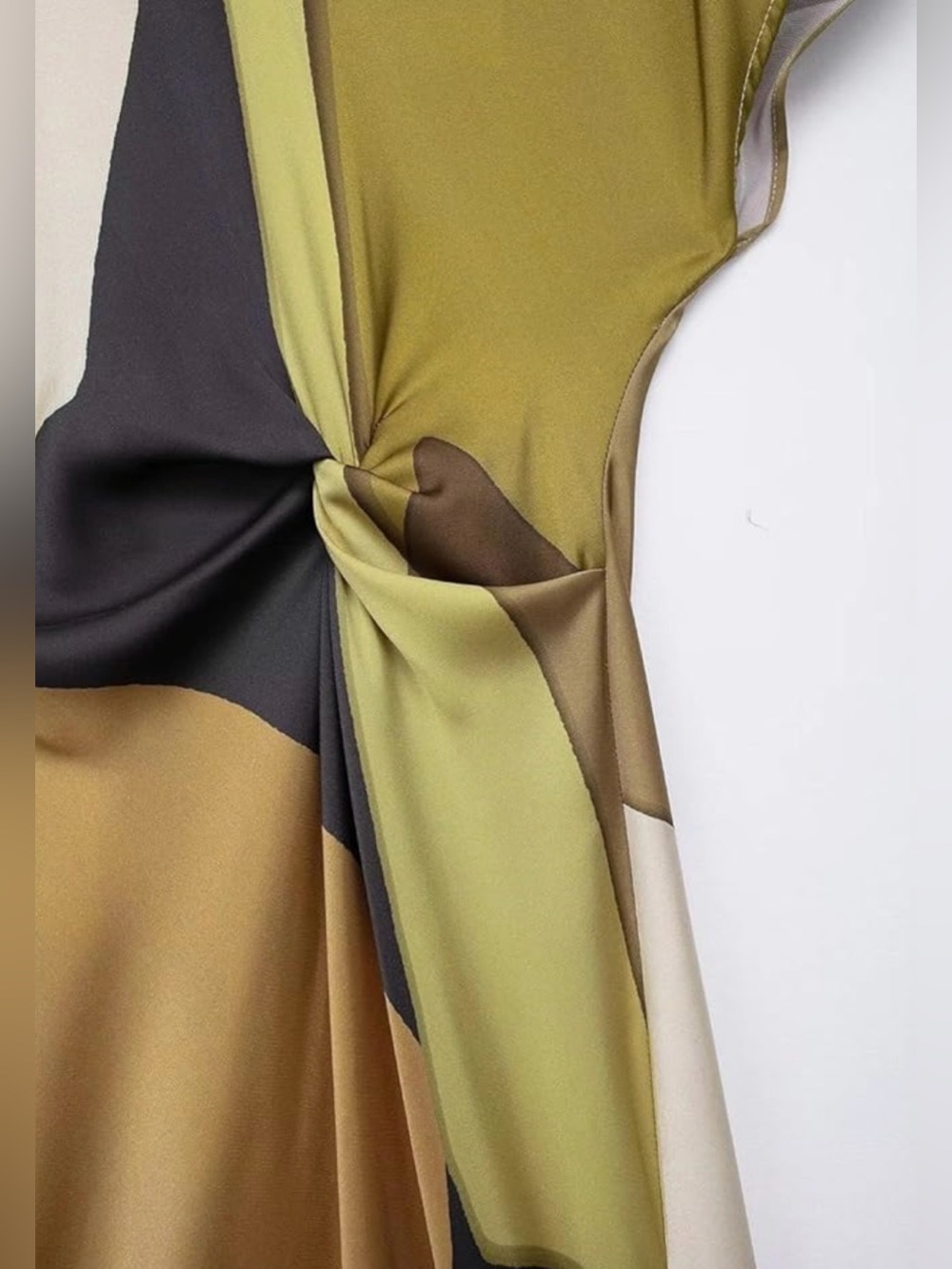 Zara Midi Neutral Multi Color Dress M - Picture 4 of 5